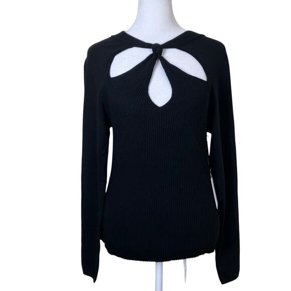 ASTR The Label Sz XL NWT Ribbed Knit Cut-out Neck Sweater Pullover Stretchy - Picture 1 of 16